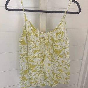 Loft lime and white floral print linen cami